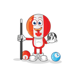canada plays billiard character. cartoon mascot vector
