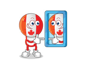 canada looking into mirror cartoon. cartoon mascot vector