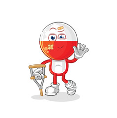 poland sick with limping stick. cartoon mascot vector