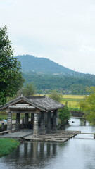 Fototapeta premium The old Chinese village view with the old built architectures in it 