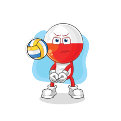 poland play volleyball mascot. cartoon vector