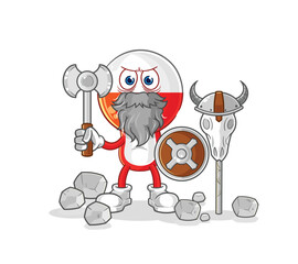 poland viking with an ax illustration. character vector