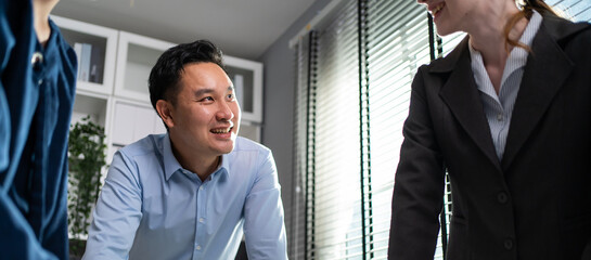Fototapeta premium Group of young businessman and businesswoman people working in office. 