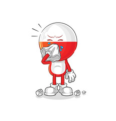 poland blowing nose character. cartoon mascot vector