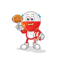 poland playing rugby character. cartoon mascot vector
