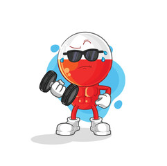 Fototapeta premium poland lifting dumbbell vector. cartoon character