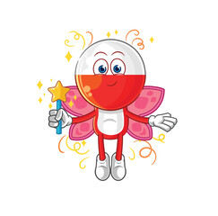 poland fairy with wings and stick. cartoon mascot vector