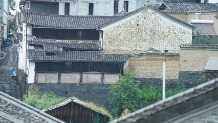 The old Chinese village view with the old built architectures in it