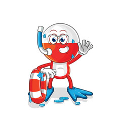 poland swimmer with buoy mascot. cartoon vector