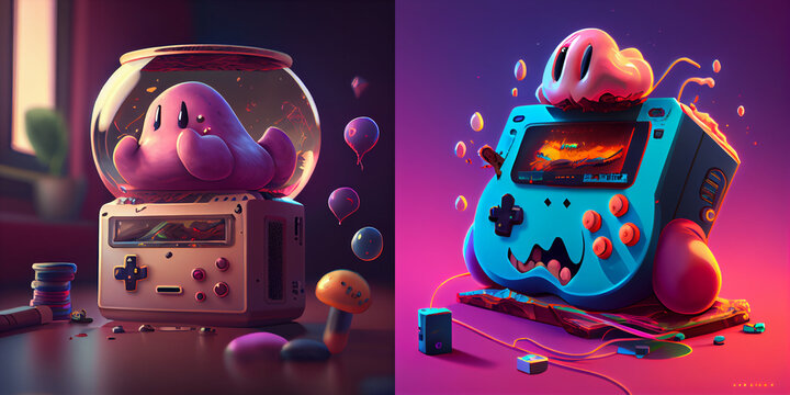Video game, futuristic, character design, fantastic games, toy robot, consol, creature, collection