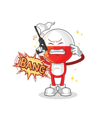 poland warning shot mascot. cartoon vector
