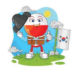 poland korean culture vector. cartoon character