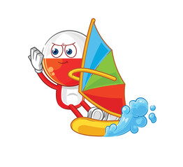poland windsurfing character. mascot vector