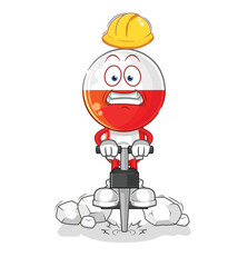 poland drill the ground cartoon character vector