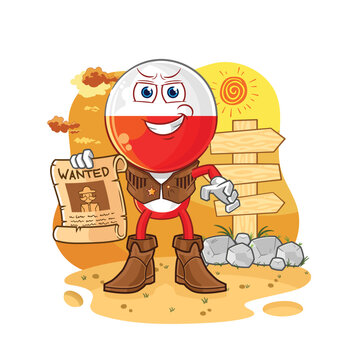 recommend clip art: poland cowboy with wanted paper. cartoon mascot vector