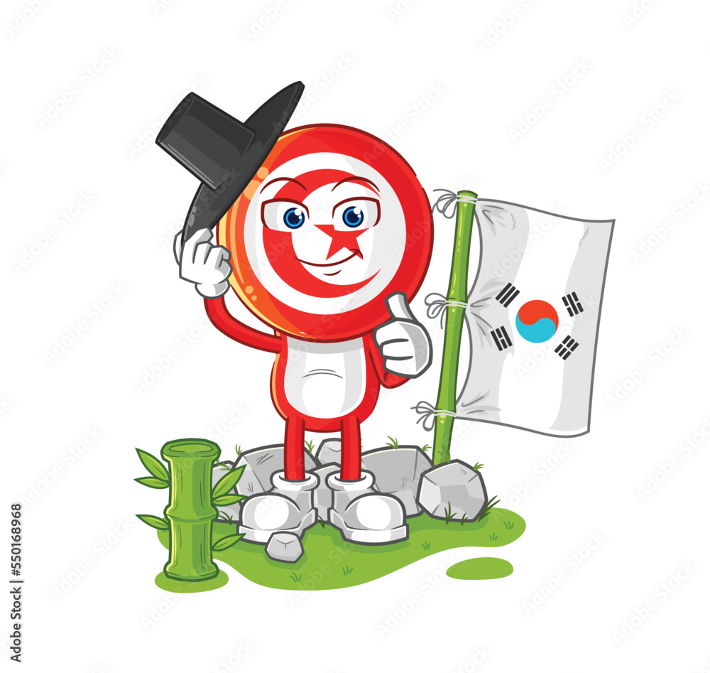 Sticker tunisia korean character. cartoon mascot vector