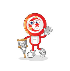 tunisia sick with limping stick. cartoon mascot vector