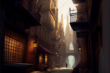 Obraz na płótnie Canvas Fantasy city in the middle of a kingdom