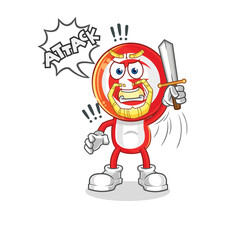 tunisia knights attack with sword. cartoon mascot vector