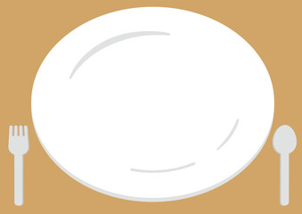 食卓のお皿フォーク・スプーンのイラスト_3