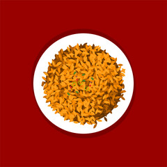 indonesian fried rice illustration vector stock