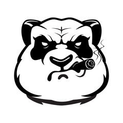 Tough Panda Smoke Cigar Mascot, Bear Head with Attitude Illustration © Leslie