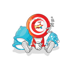 tunisia sleeping character. cartoon mascot vector
