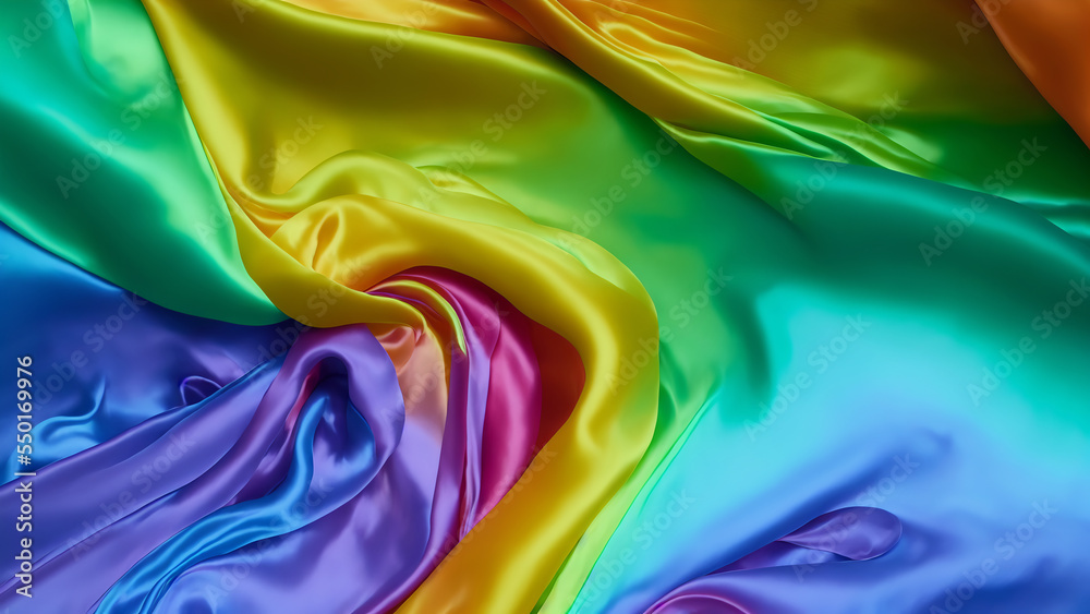 Wall mural rainbow silk fabric background. backdrop with copy space, graphic elements for design layout. perfec