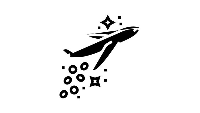 fly plane financial freedom money line icon animation