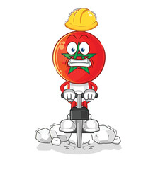 morocco drill the ground cartoon character vector