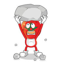 morocco lifting rock cartoon character vector