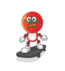morocco riding skateboard cartoon character vector