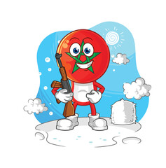 morocco soldier in winter. character mascot vector