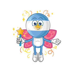 argentina fairy with wings and stick. cartoon mascot vector