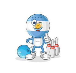 argentina play bowling illustration. character vector