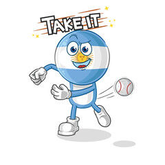 argentina throwing baseball vector. cartoon character