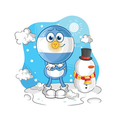 argentina in cold winter character. cartoon mascot vector
