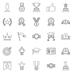 Success line icons on white background