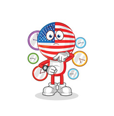 america with wristwatch cartoon. cartoon mascot vector