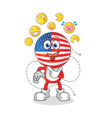 america laugh and mock character. cartoon mascot vector