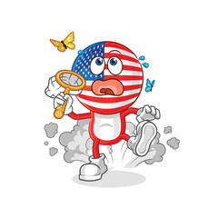 america catch butterfly illustration. character vector