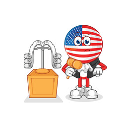 america judge holds gavel. character vector