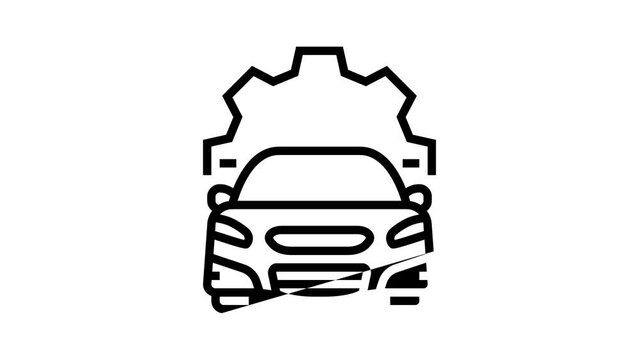 automatic car system line icon animation