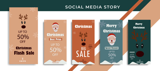 Naklejka premium Set 5 of Social Media Networks Stories winter sale Banner Background, Mobile App, Poster, Flyer, Coupon,Smartphone Advertisement Template Story,Liquid Abstract Modern. editable template eps 10 vector