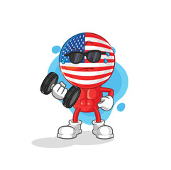 america lifting dumbbell vector. cartoon character