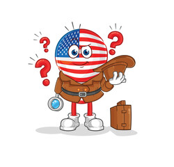 america detective vector. cartoon character
