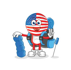 america go camping mascot. cartoon vector