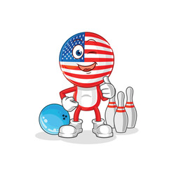 america play bowling illustration. character vector