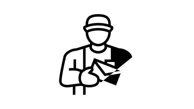 postman worker line icon animation