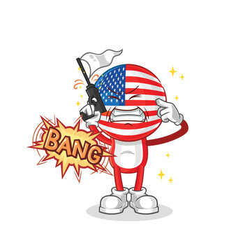 america warning shot mascot. cartoon vector